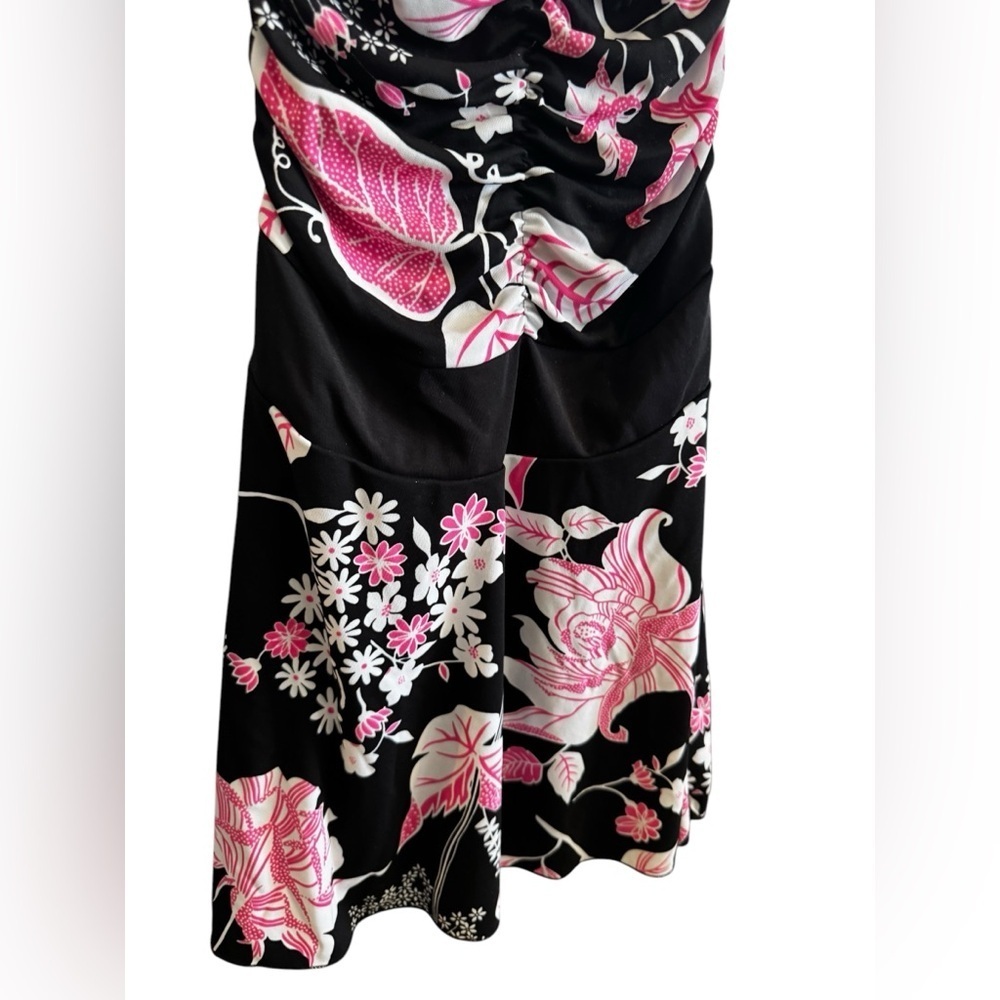 Vintage Rampage Pink Black Floral Mini Dress Stretch Strappy Y2K 90’s - Picture 4 of 13